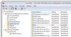 Console1 - [Console RootSecurity Configuration and AnalysisSystem Services]