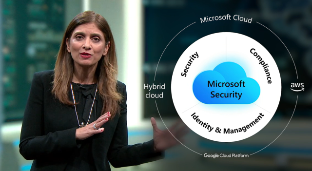 Microsoft's Corporate Vice President of Microsoft Security, Compliance and Identity, Vasu Jakkal, describing Microsoft Security
